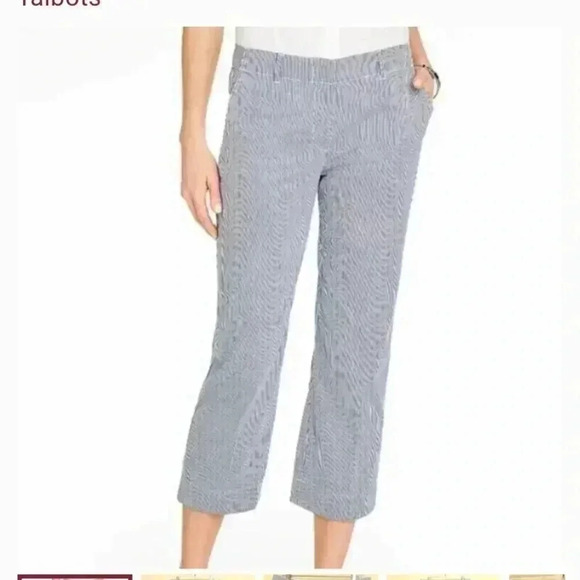 Talbots Chelsea Striped Seersucker Crop Pants - Picture 1 of 3